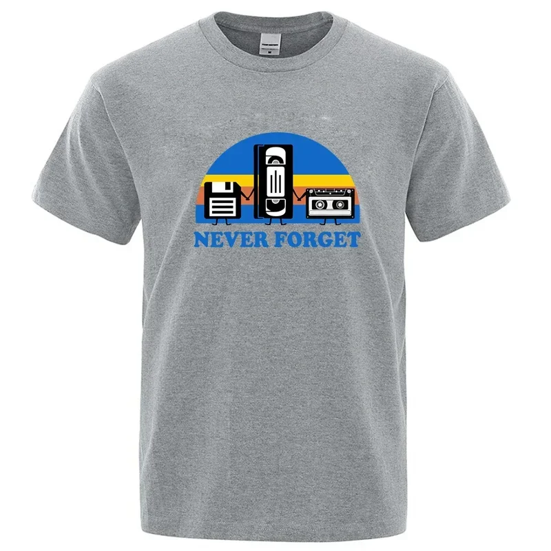 Summer Men's T-shirt Never Forget Sarcastic Graphic Music Funny Printed Cotton Blend T-Shirt Loose Male Top Casual Short Sleeve