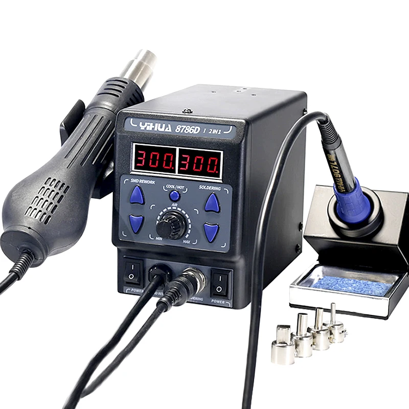 Yihua-はんだごて熱風はんだ付けステーション87886d-i,2in 1,bga smd,はんだ付けツール,220v,110v,デジタルワークステーション