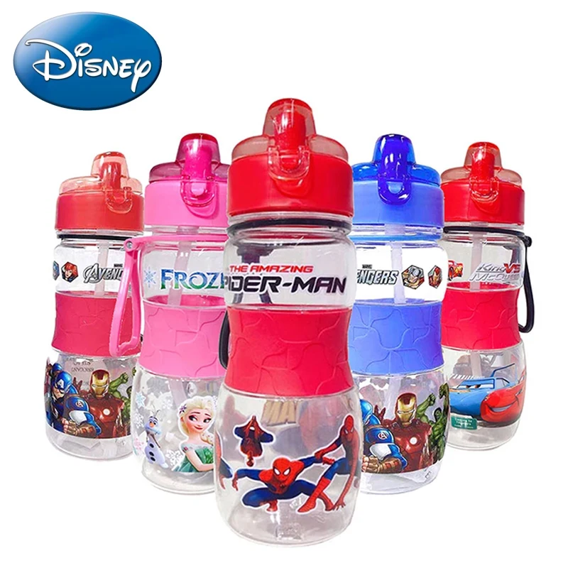 

Disney Kids Water Sippy Cup Frozen Cars McQueen Spiderman Cartoon Baby Feeding Cups with Straws Outdoor Portable Bottles