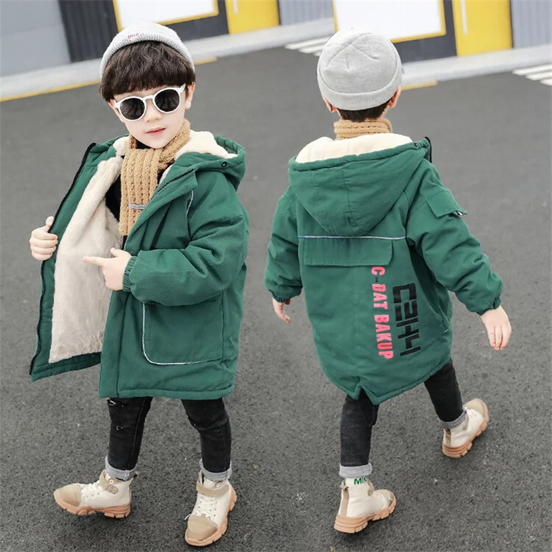 

Boys Coat Jacket Cotton Outerwear Windbreak 2023 Furs Thicken Velvet Winter Warm High Quality Children's Clothing