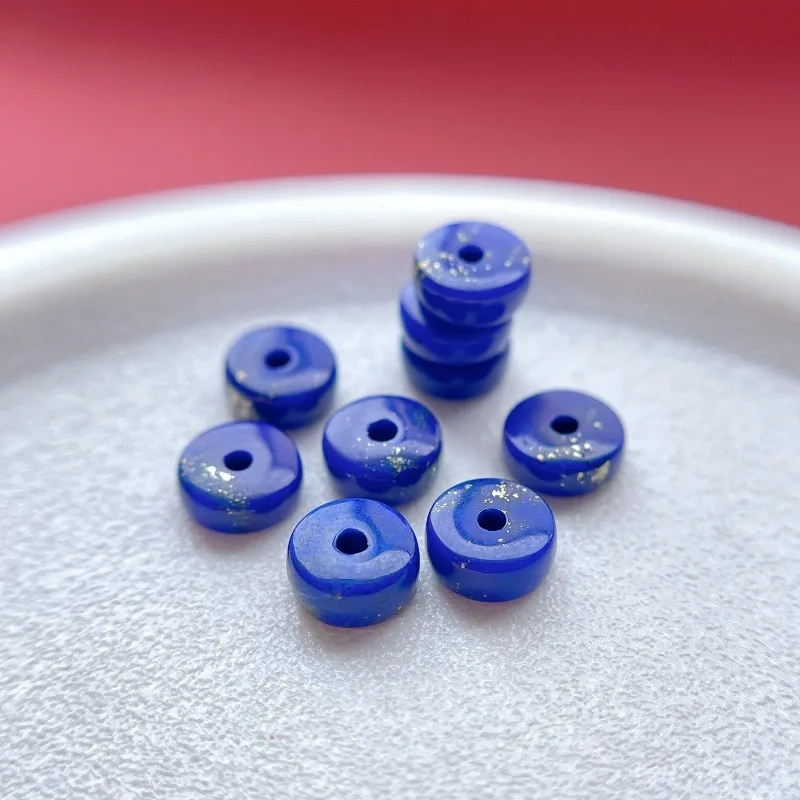 Natural lapis lazuli straight cut spacer gasket DIY manual work in progress beads
