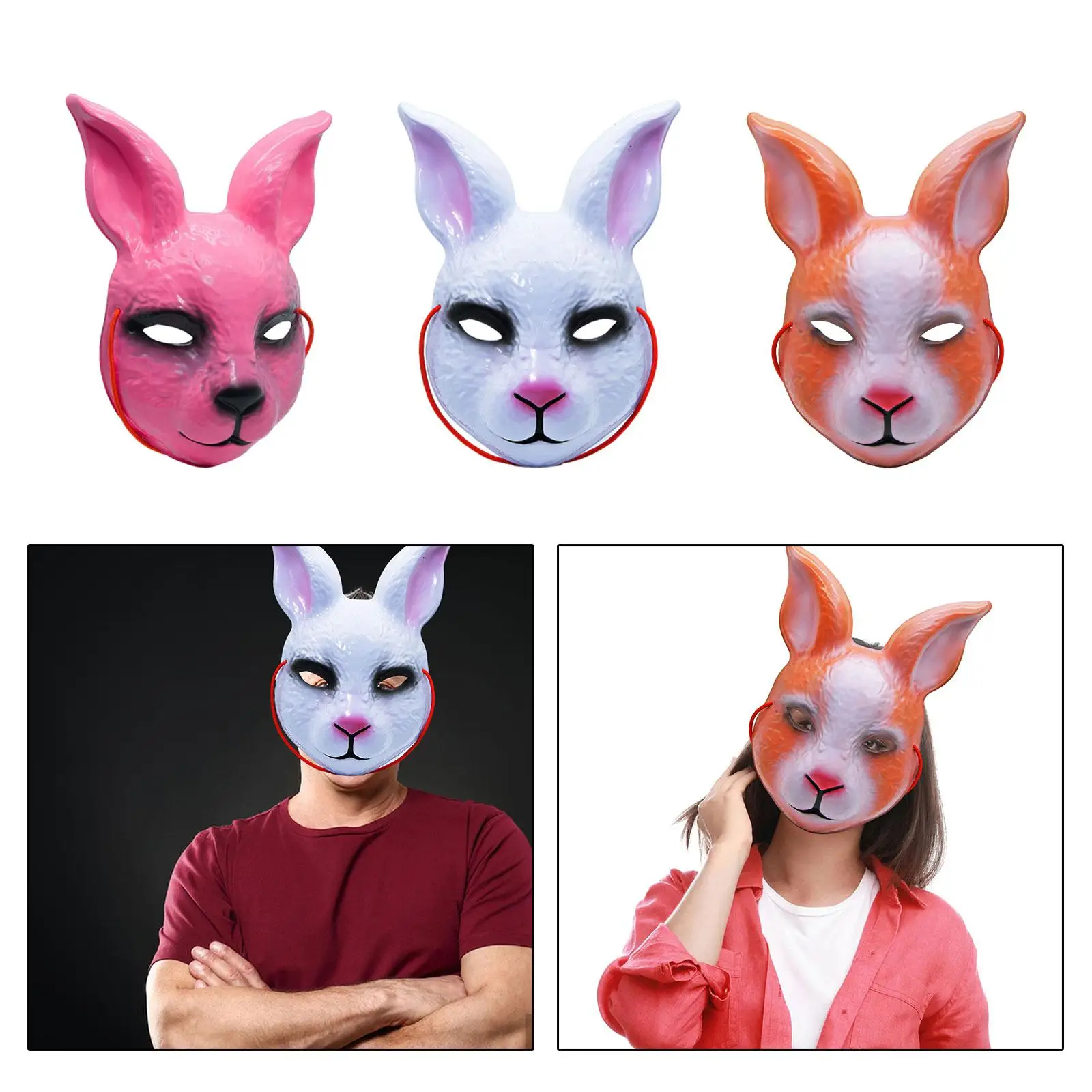 Maska Cosplay królik rekwizyty PVC dla dorosłych realistyczne pokrowiec na główkę 3D straszne maska zwierzęca na karnawał maskarada Cosplay na imprezę Cosplay