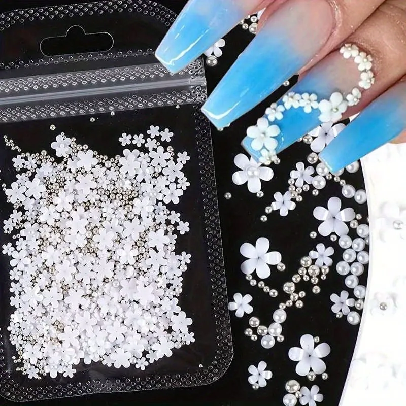 200PCS Harz Blume Nail art Zubehör Fünf-Blütenblatt Blume Strass Nägel Charms Dekorationen Maniküre DIY Nagel Handwerk