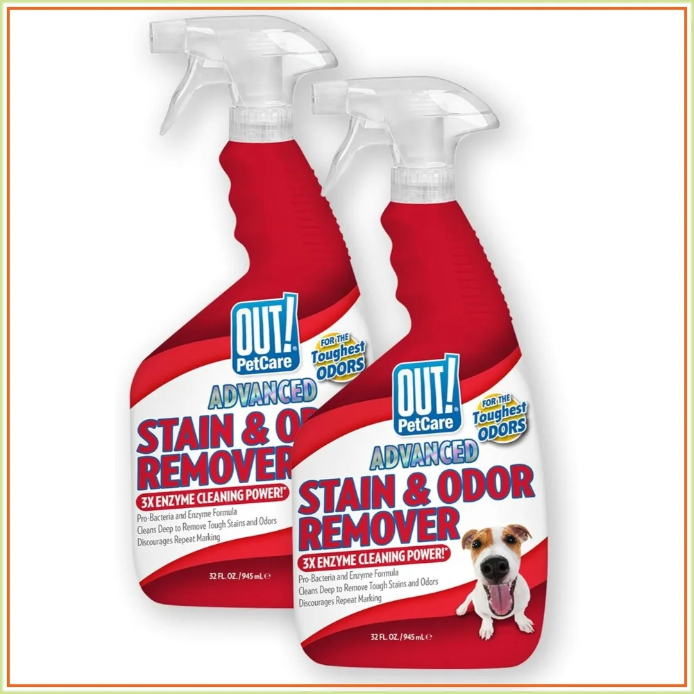 Pet Odor & Stain Remover Spray, Carpet & Floor Cleaner, Deodorizer for Dogs & Cats, 32 fl oz (2 Pack)