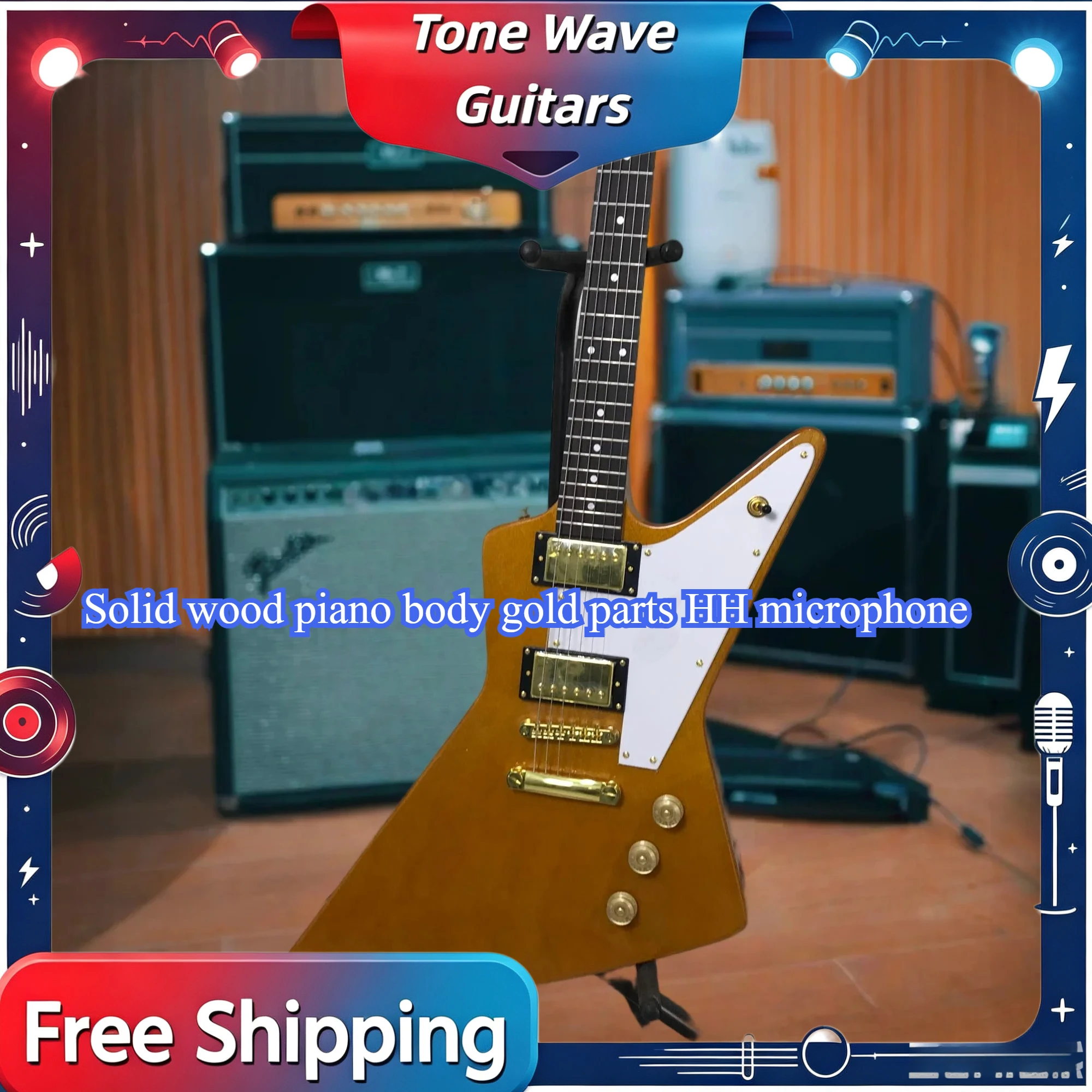 NEW 2026 E Alien Electric Guitar White Guard Natural Finish HH  Home-schooling Mahogany Stage-Ready Rock Machine FREE SHIPPING