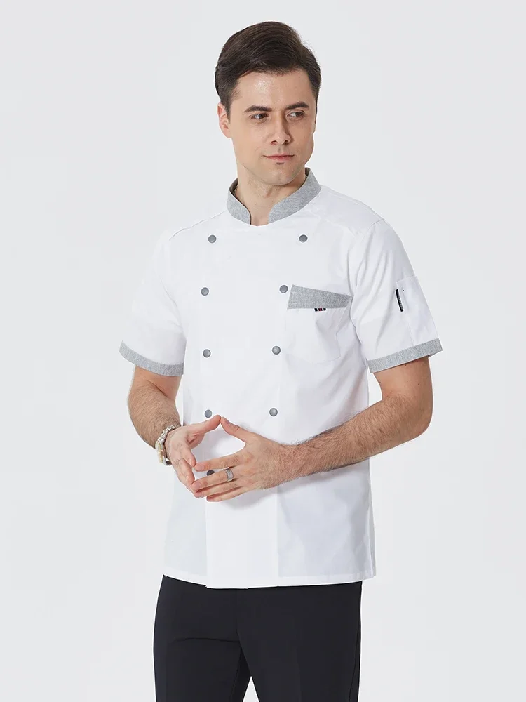 Униформа шеф-повара, топы для ресторанов и отелей, кухонная рубашка, куртка для готовки, рабочая одежда для пекарни и официанта, Мужская Рабочая одежда для столовой
