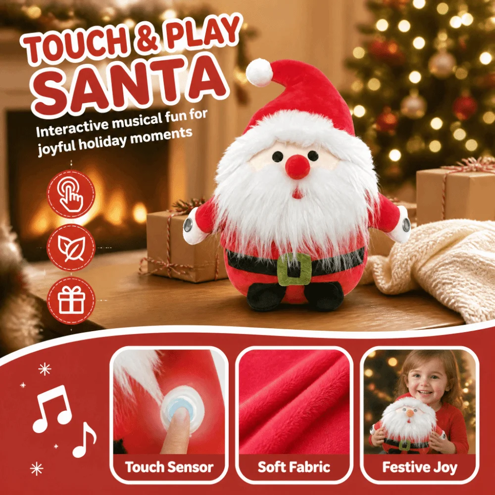 Soft Material Santa Claus Beat Piano Design Body Induction Interactive Stuffed Sound Effects Sensory The bearded Santa Claus