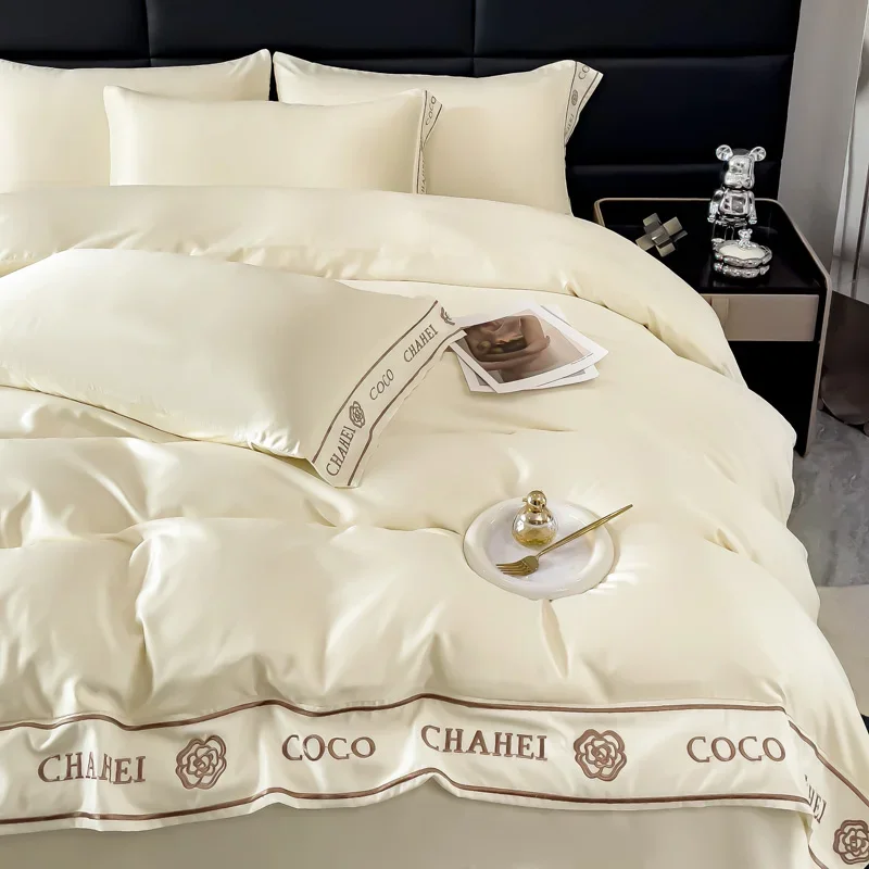 Silk Like Satin Bedding White Duvet Cover Set Soft Lightweight Polyester Satin Comforter Cover Hotel Silky Bedding Sets Queen