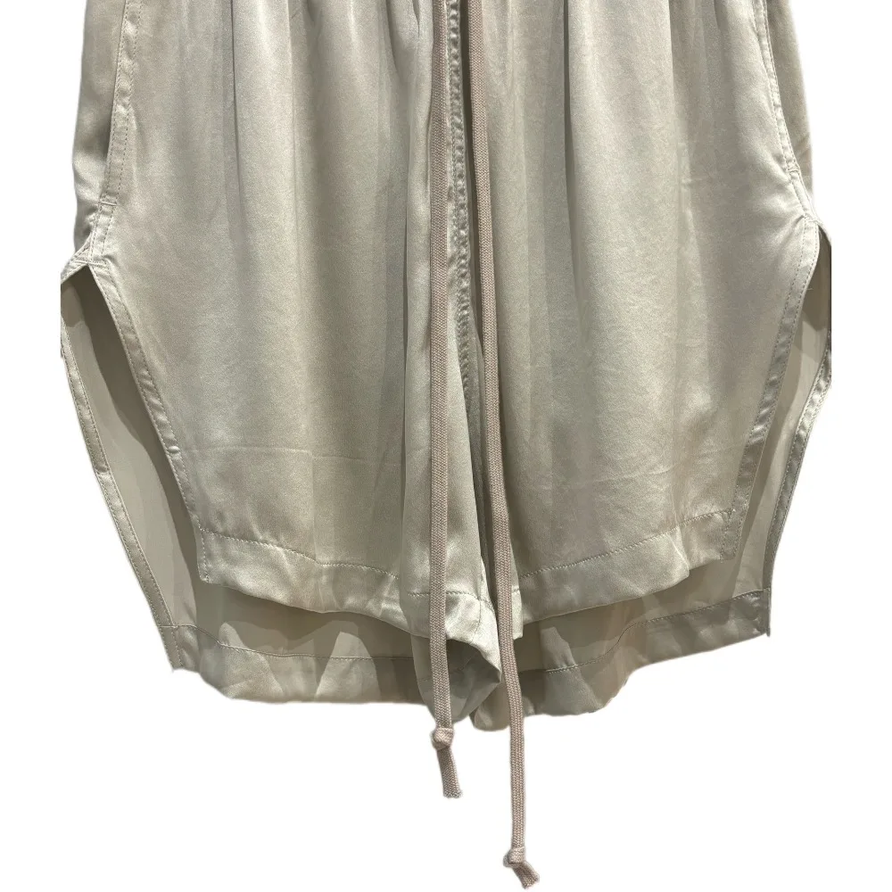 High Street dark Ro Asymmetric Silk Shorts Men's Drawstring Fashionable and Versatile Design Casual Casual Loose Shorts