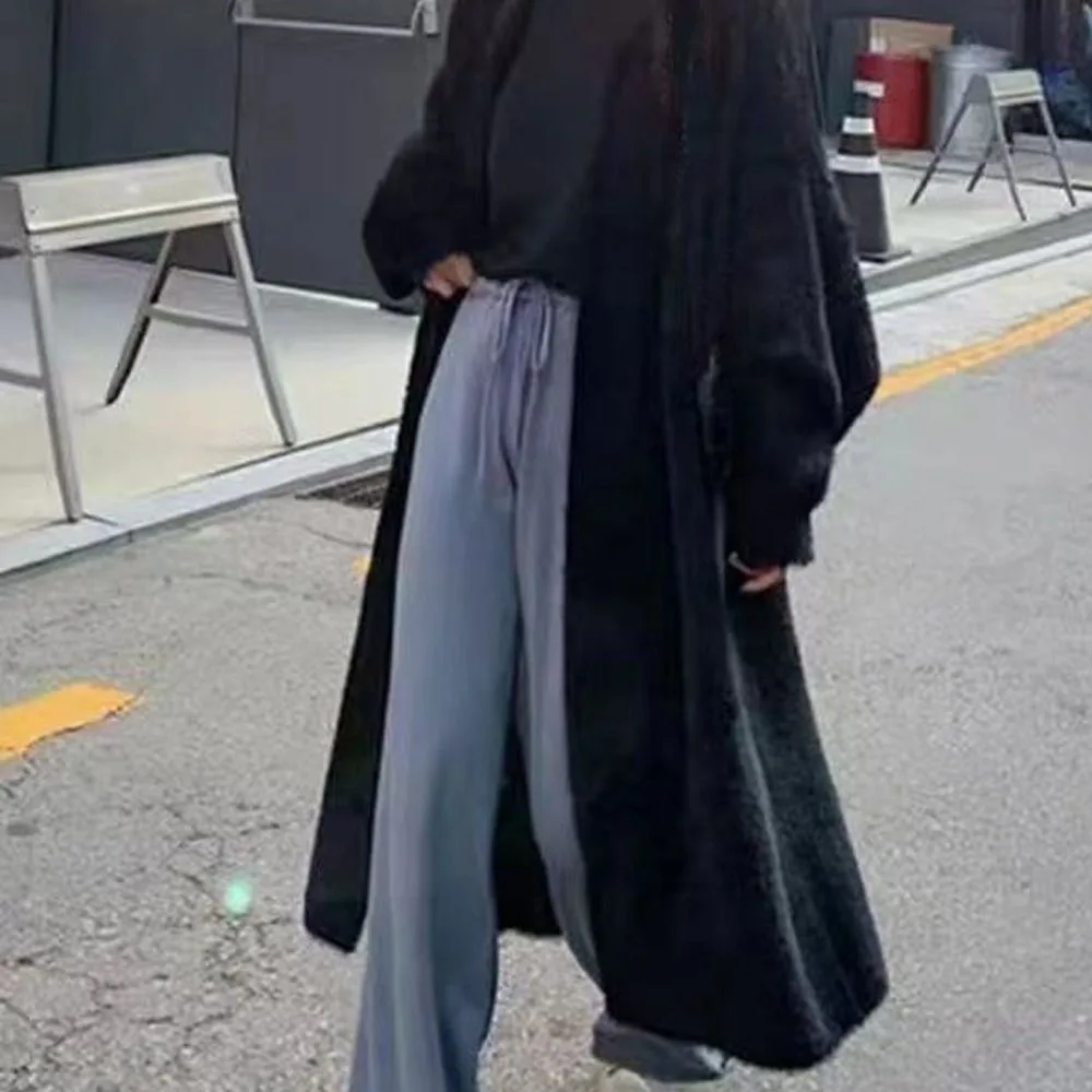 

Creative Gift Polyester Women Long Cardigan Open Front Fuzzy Fuzzy Cardigan Loose Fit Warm Open Front Coat Women Fashion