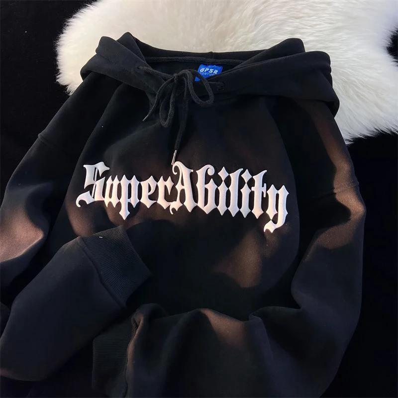 Sudadera Harajuku con estampado de estrellas para hombre y mujer, suéter holgado de gran tamaño con estampado de estrellas Y2K, ropa de calle