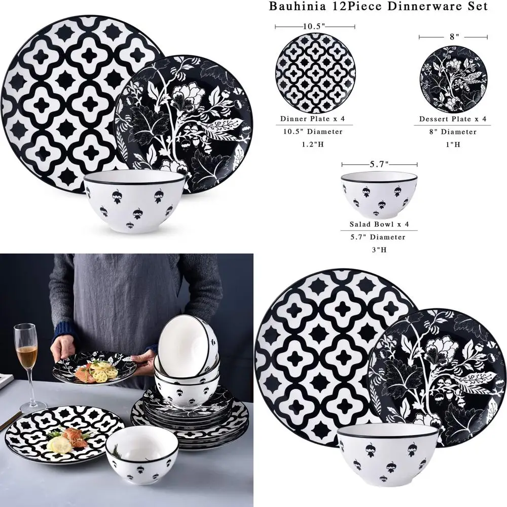 

Обеденный набор из керамической посуды: набор из 4 керамической тарелок и мисок