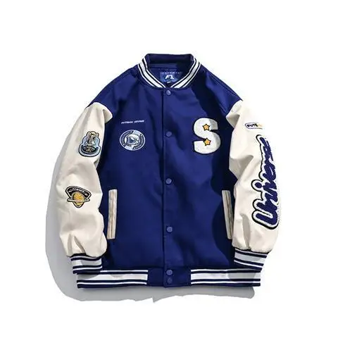 

2021 HipHop Baseball Jacket Men and Women Furry Letters Embroidery loose Varsity Jackets Unisex Streewear Casual Bomber Coat ins