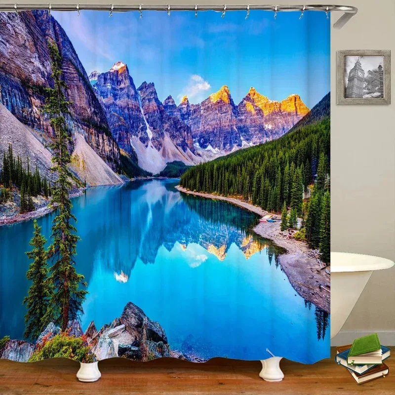 

LXL01Лесные натуральные пейзажи Шторы для душа 3d-печать Шторы для ванны Полиэстер Моющаяся ткань с крючками Домашнее декоративное S6Jm%