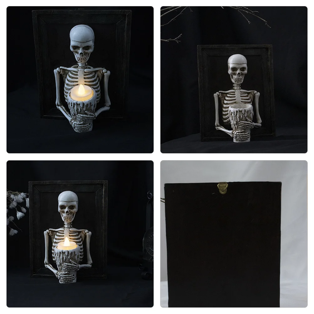 

Halloween Holder 3D Resin Frame Decorative Candlestick Stand Horror Decor Party Table Decor Skull Holder