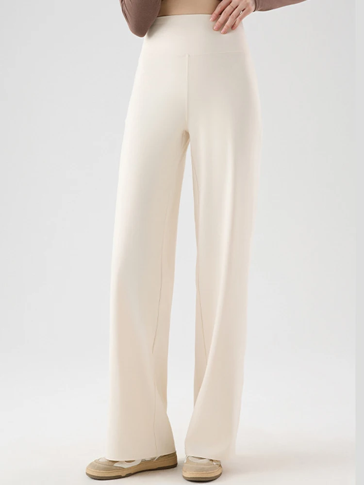 Pantalones de Yoga sueltos de seda de hielo para mujer, pantalones de Arca finos de cintura alta, Fitn, verano, 2025, pierna recta