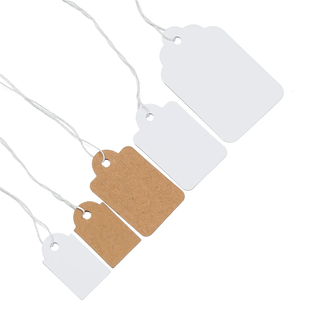 100 teile/los Preis Label Tags String Krawatte Uhr Schmuck Display Waren Preis Label Papier Karten Rechteckige Blank Preis Tag – Detail 4