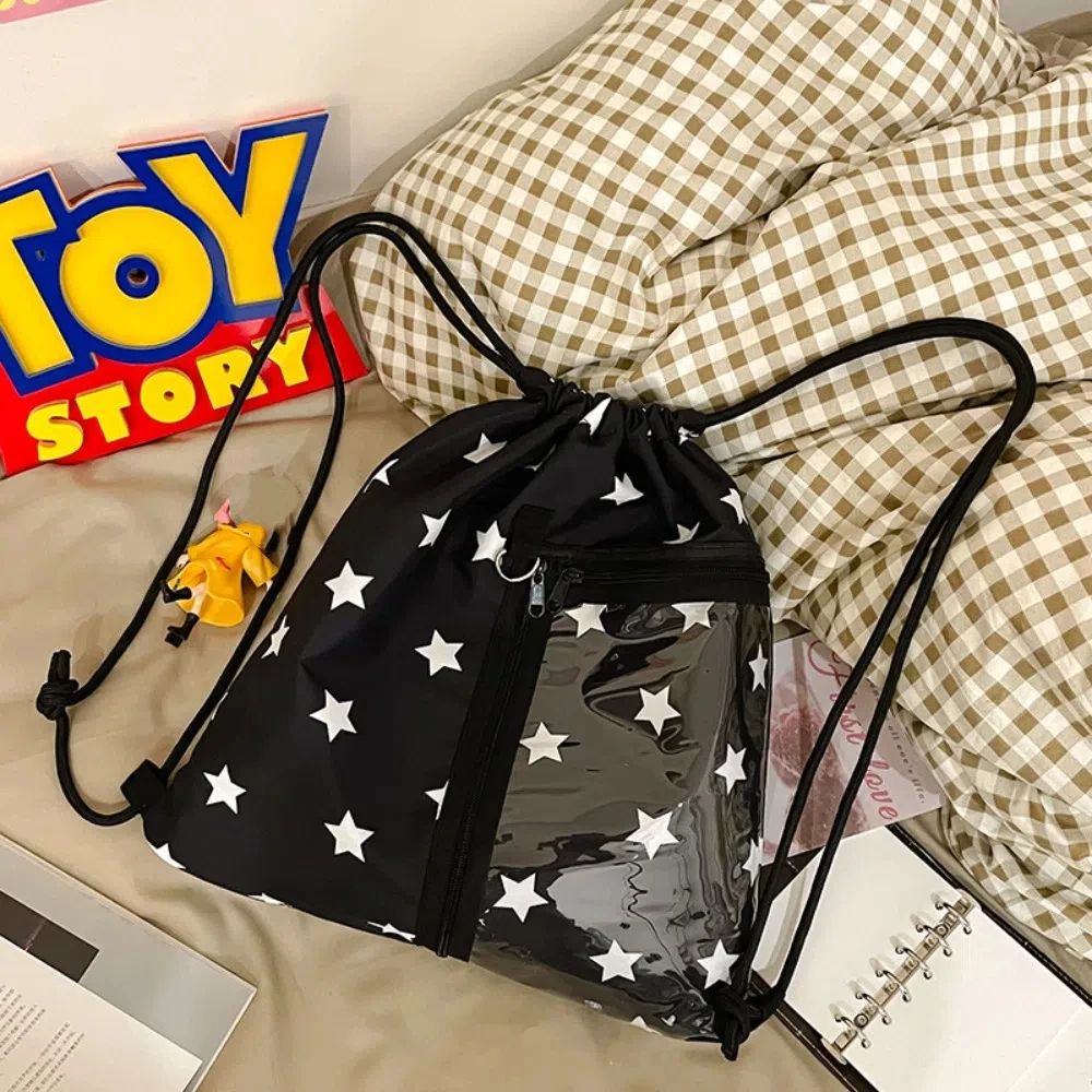 

Korean Style Nylon Drawstring Backpack Lightweight Wave Point Light Soft Nylon Bag Sweet Harajuku Student Schoolbag Travel