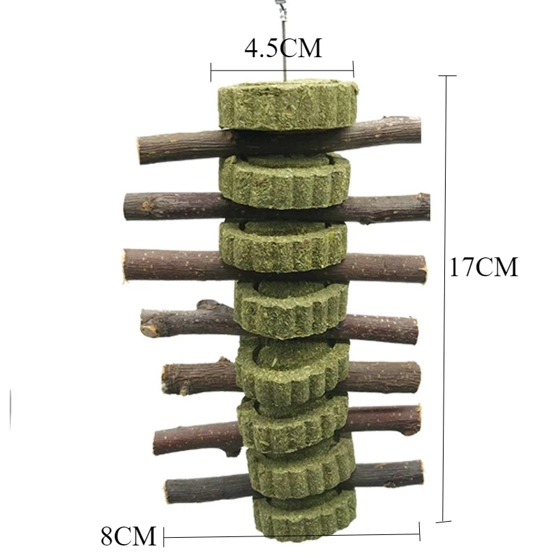 Manual Rabbit Teeth Grinding Grass Cake Skewer Hamster Rabbit Timothy Grass Cake Skewer Apple Branch Bite Skewer Snacks