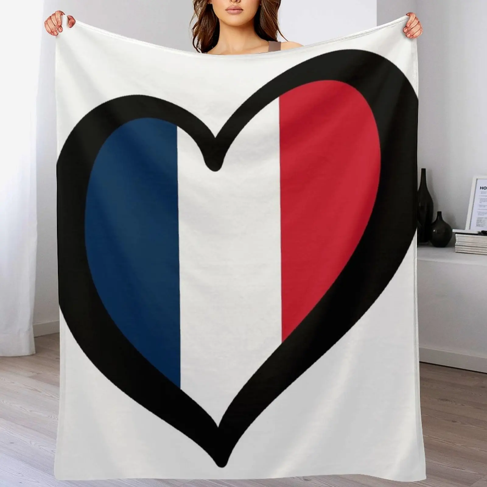 Eurovision-style Heart - France Throw Blanket Designers Large Flannels blankets and throws Blankets