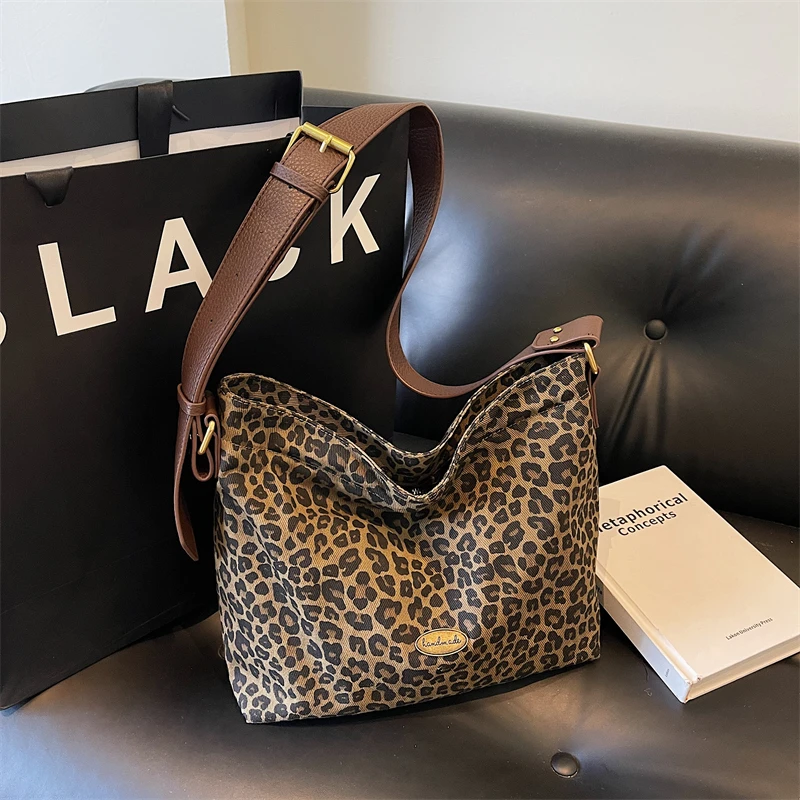 

Trendy Large Capaci Women's Bag 2025 New Faion Leopard Print Single oulder Crossbody Tote Bag Casual Sle Soft Fabric