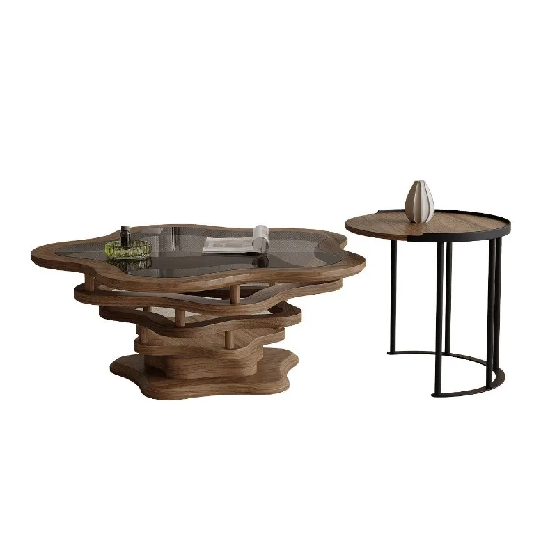 

Журнальный столик для гостиной из закаленного стекла и нержавеющей стали, подвесной, полый, креативный дизайн.