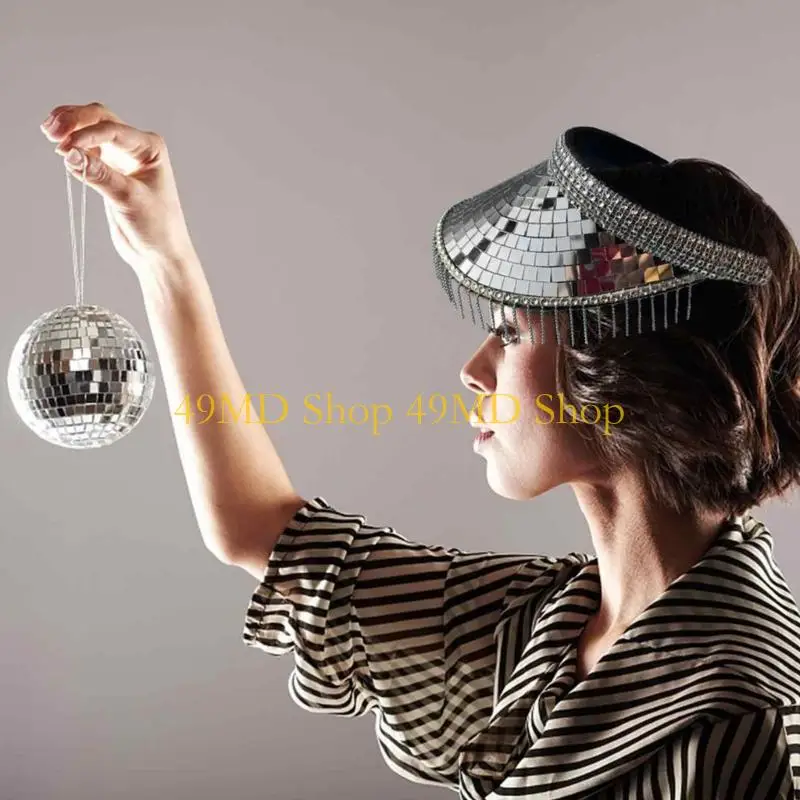 49MD Bling Visor Cap Tassel Visor Disco Ball Festival Visor Disco Visor