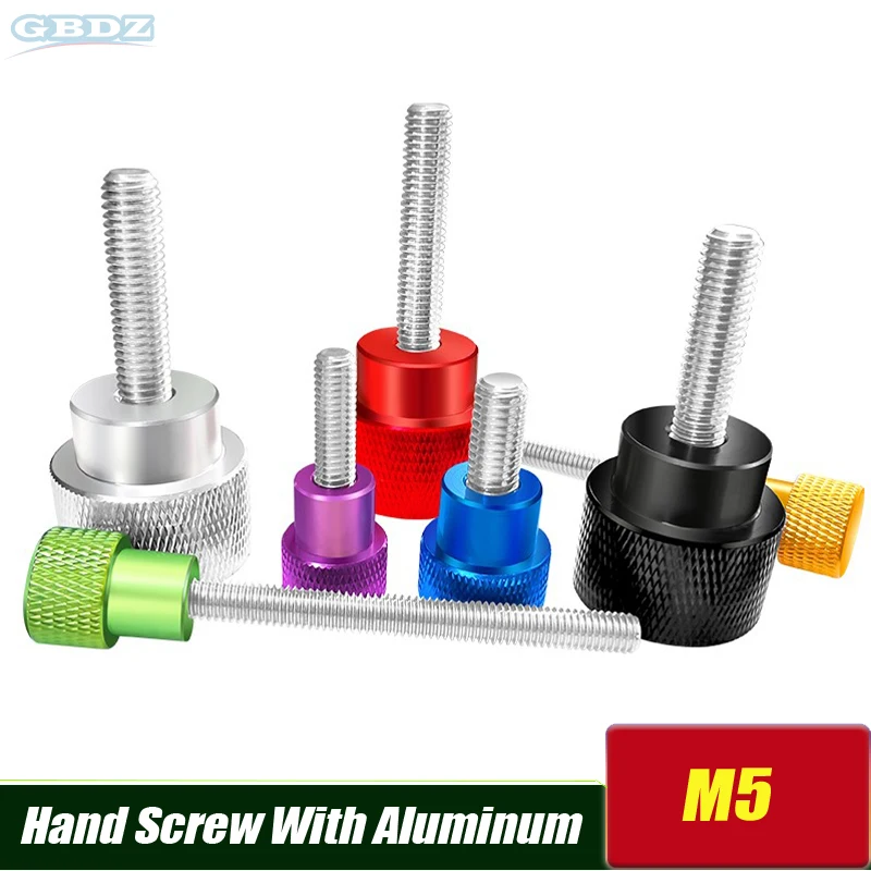

M5 White Stainless Steel Hand Screw With Aluminum Alloy Handle High Head Knurled Hand Tighten Thumb Screws Thread 3PCS