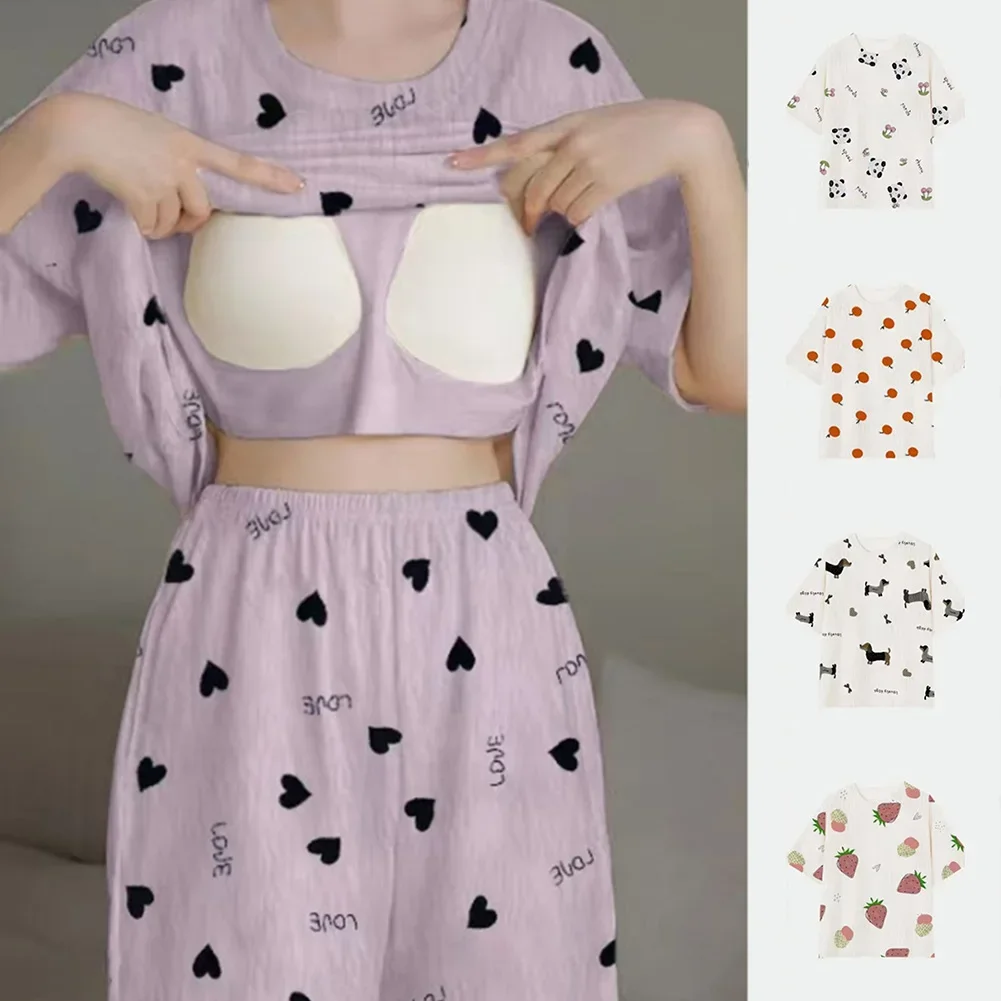 

Женский бюстгальтер, кардиган, пижама с принтом, милый милый комплект домашней одежды, тонкая пижама большого размера, домашняя одежда из 2 предметов, классическая