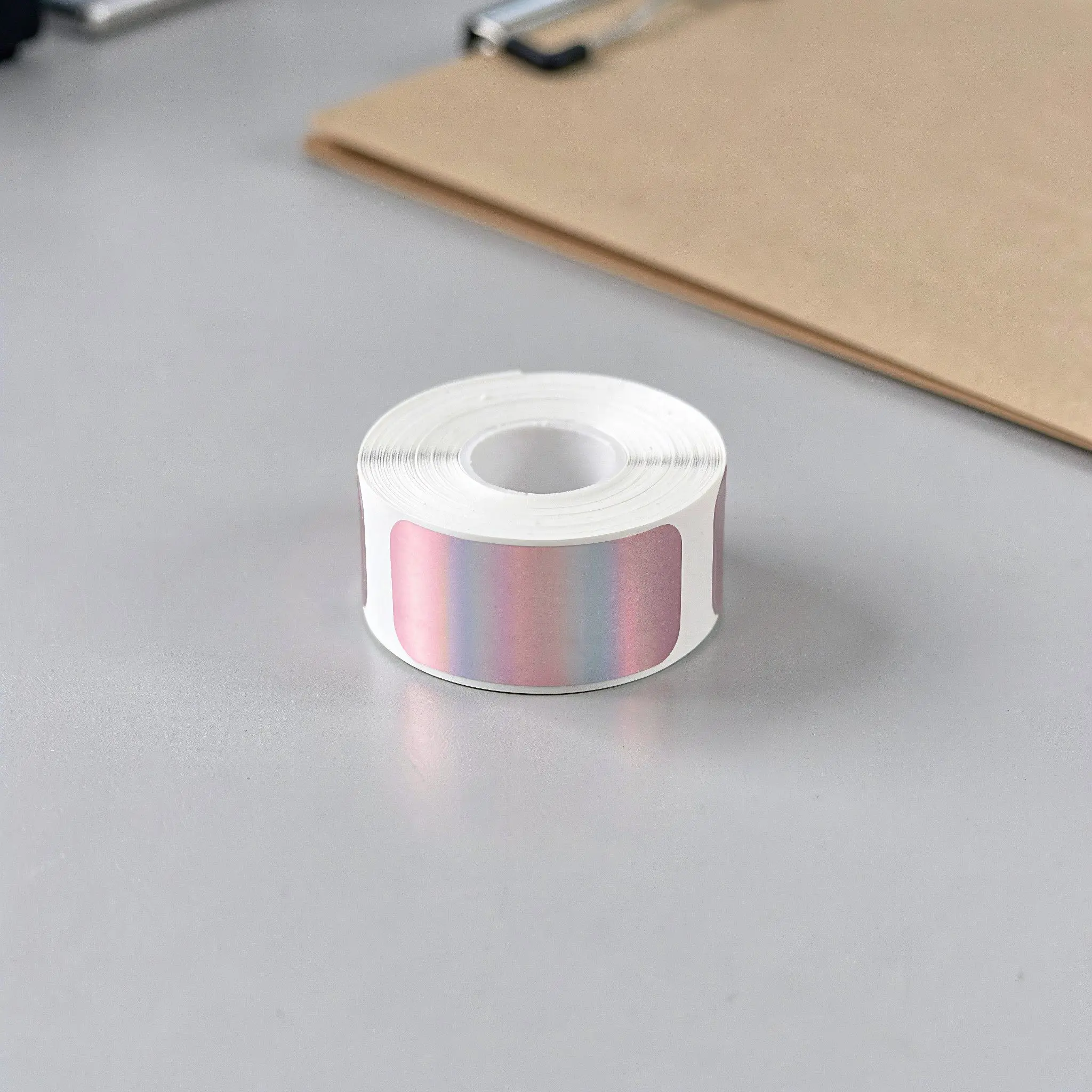 210pcs Holographic Thermal Label 1Roll Green No Residue Sticker Tape Portable Printer Decorative Price Tag Thermal Printer Paper