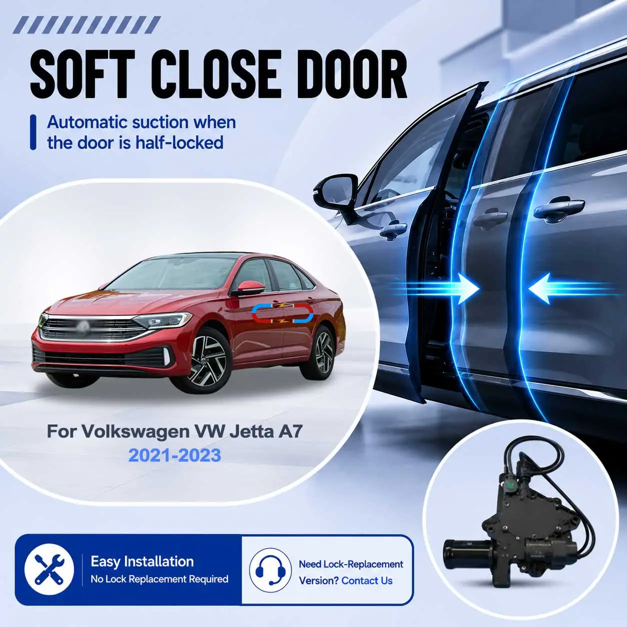 For Volkswagen VW Jetta A7 2021-2023 Electric Soft Close Door Upgrade Kit No Door Lock Replacement Required
