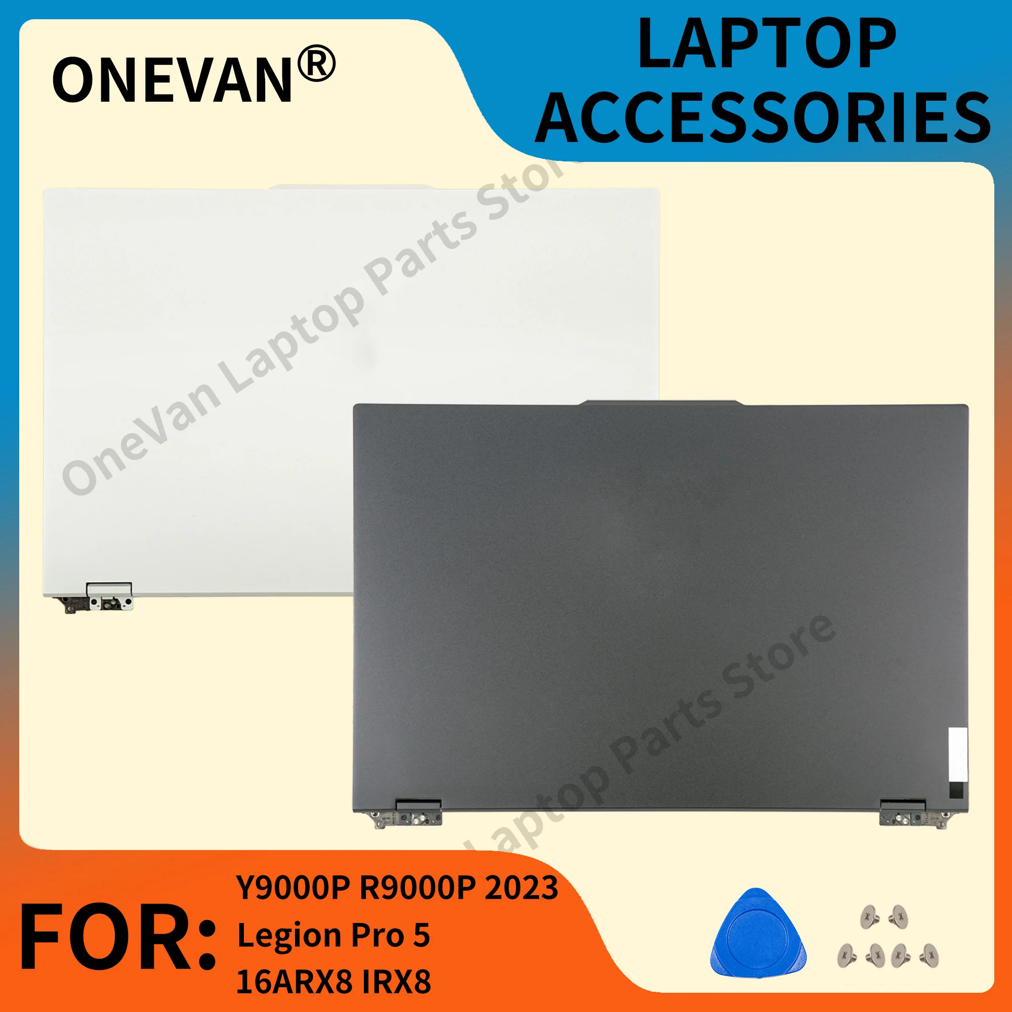 New Case For Lenovo Y9000P R9000P 2023 Legion Pro 5 16ARX8 IRX8 Laptop LCD Back Cover with Hinges Grey and White Color