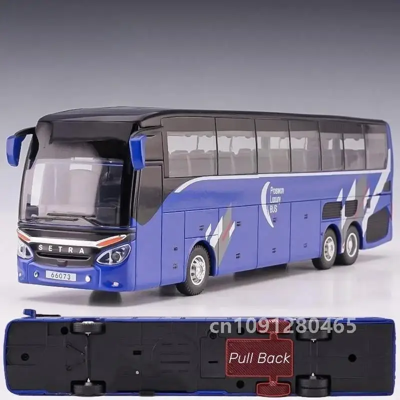 1/50 SETRA Luxe Coach Bus Speelgoedauto Diecast Miniatuurmodel Trek Geluid en licht Educatieve collectie Cadeau voor jongenskinderen