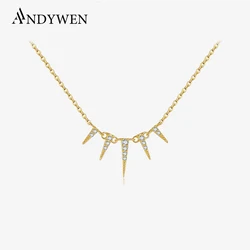 ANDYWEN 925 Sterling Silver Oro Spike Ciondolo Collana a catena lunga Collana della festa nuziale 2021 Rock Punk Gioielleria raffinata 2020