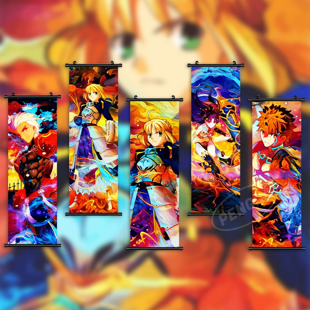 Home Anime Decoration Fate Stay Night Hanging Poster Altria Pendragon Canvas Wall Art Print Modern Painting Scroll Living Room