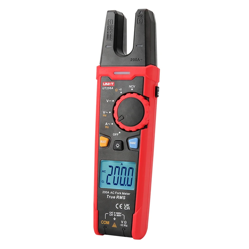 UNI-T UT256 Series 200A True RMS Fork Meters UT256A; AC/DC 1000V Voltage Measurement/NCV/Resistance/On-Off Testing