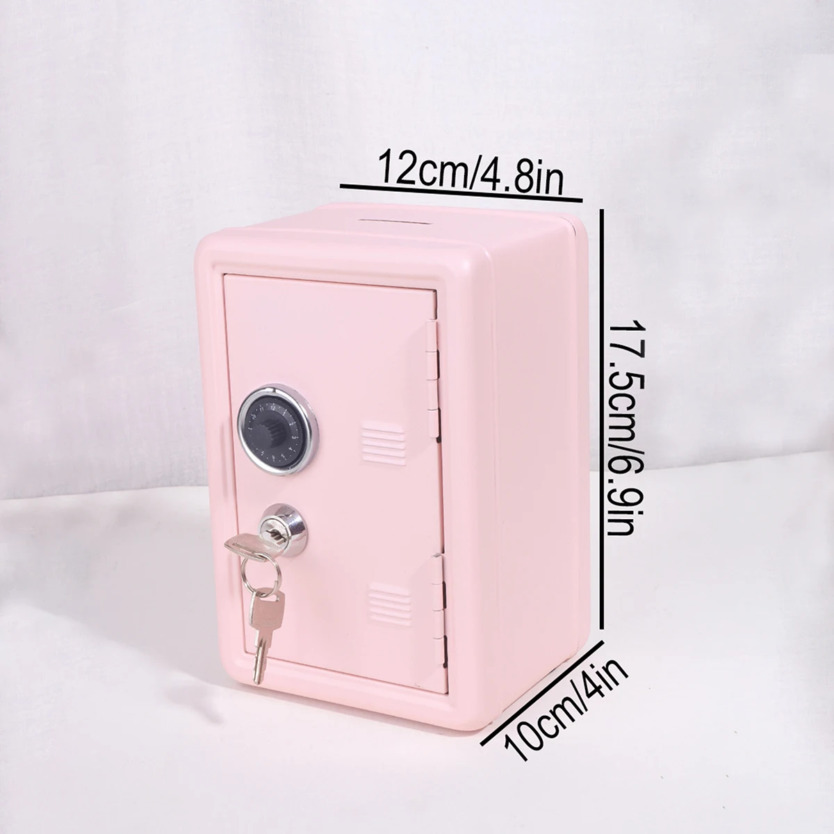 1 PC Solid Color Coin-Operated Metal Piggy Bank, Secure Cash Storage Box with Combination Lock Key, desktop Decoration Product