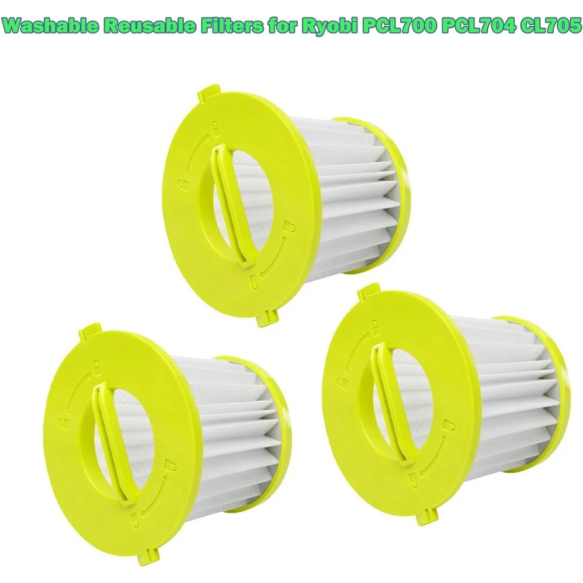 3Pcs Washable Reusable Filters for Ryobi PCL700 PCL704 CL705,Vacuum Filter Set,Hand Vacuum Cleaner Replacement Parts