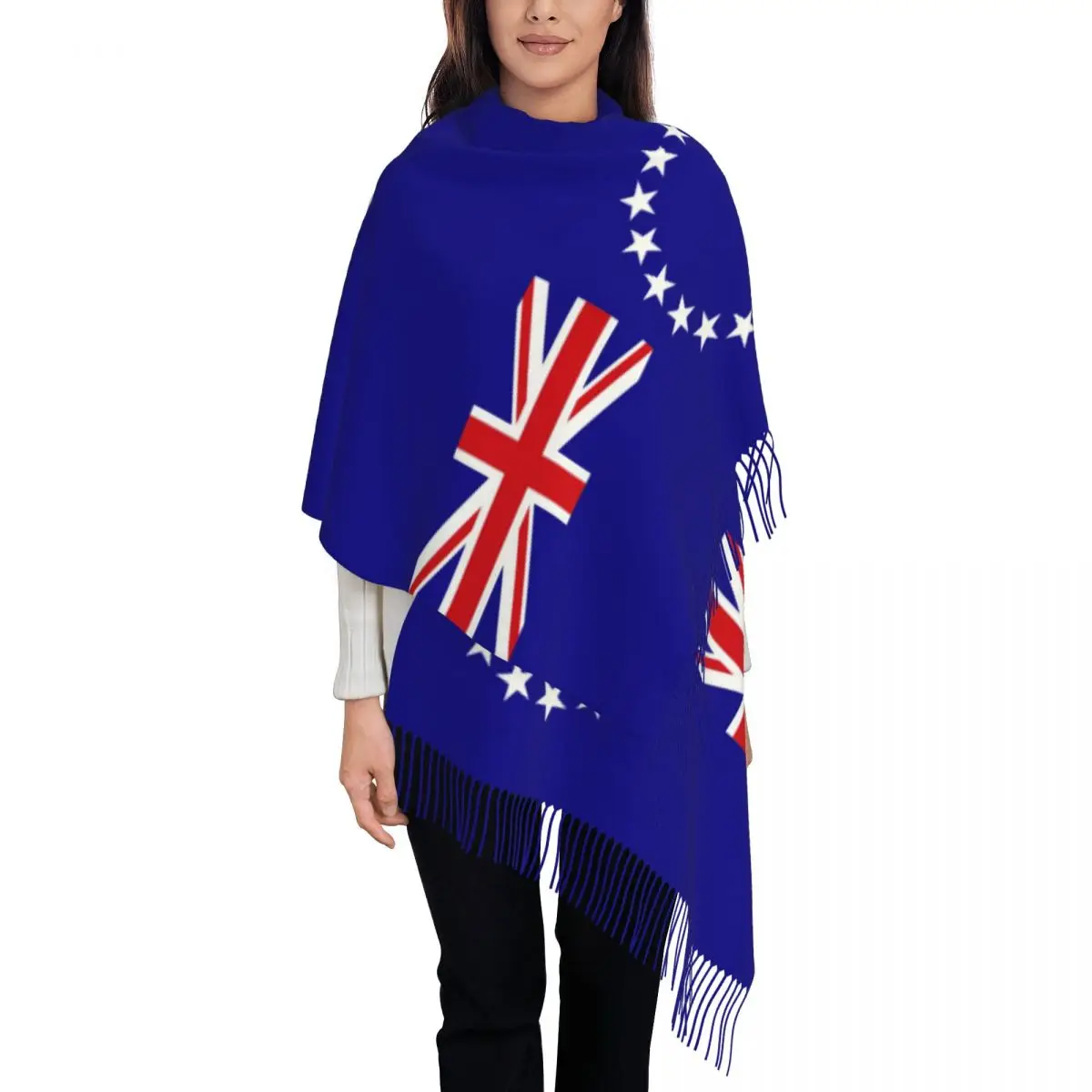 

Islands National Flag Shawl Wrap for Women Winter Warm Large Soft Scarf Pashmina Tassel Scarves