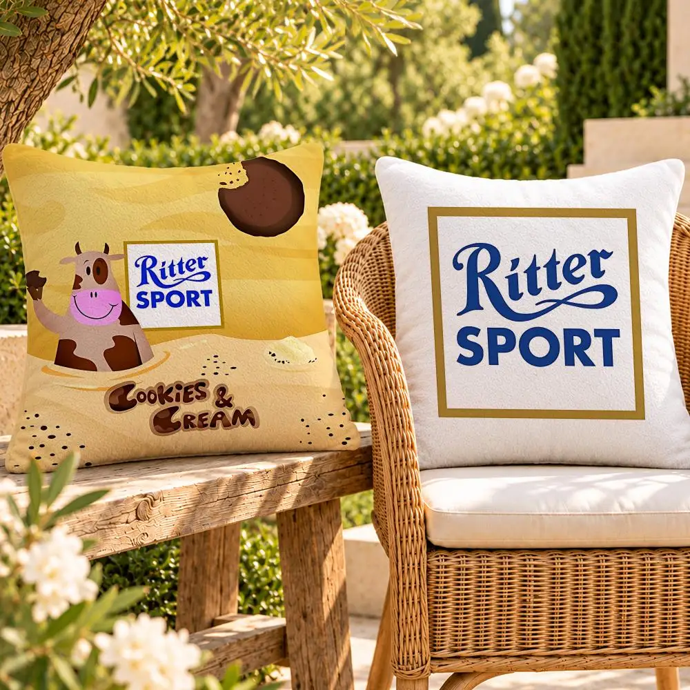 Food Chocolate Ritter Sport Cushion Cover Soft Plush Throw Pillow Cover Washable Sofa Bed Patio Chair Home Decor
