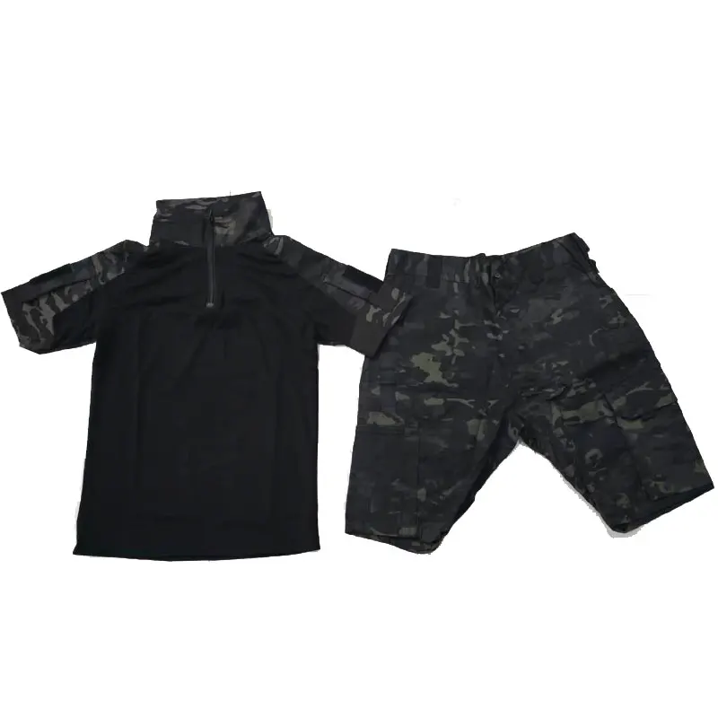 

Men Multicam Camo Tactical 2-Piece Uniform Short Sleeve Frog Shirt & Shorts