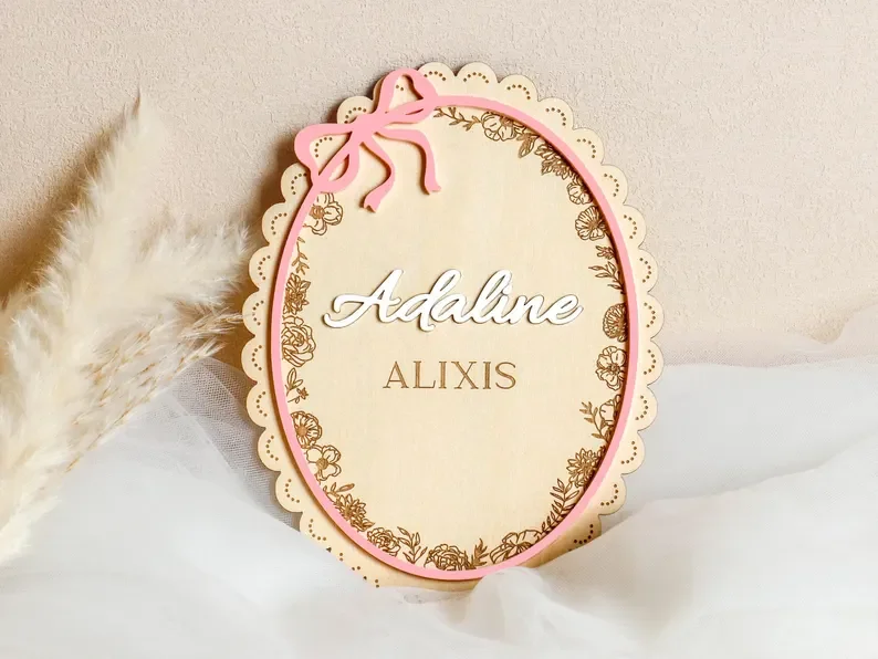 1pc Wooden Newborn Name Sign, Custom Baby Name Wood Sign, Name Reveal Photo Prop, Baby Photo Prop view 5