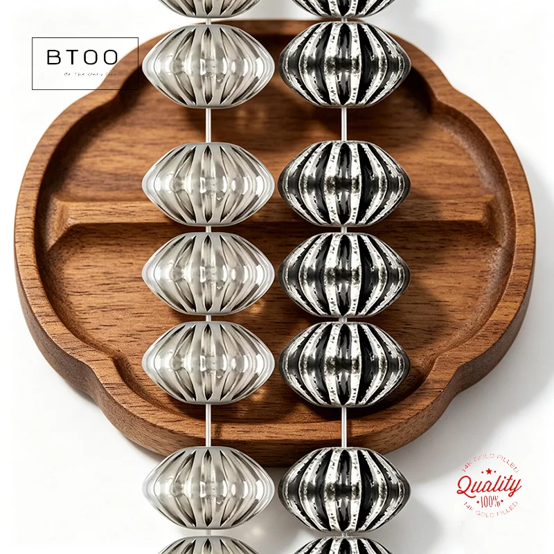 Navajo Corrugated Saucer Pearl Beads 925 Sterling Silver Spacer Seamed Beads Unique Silver Beaded for jewelry