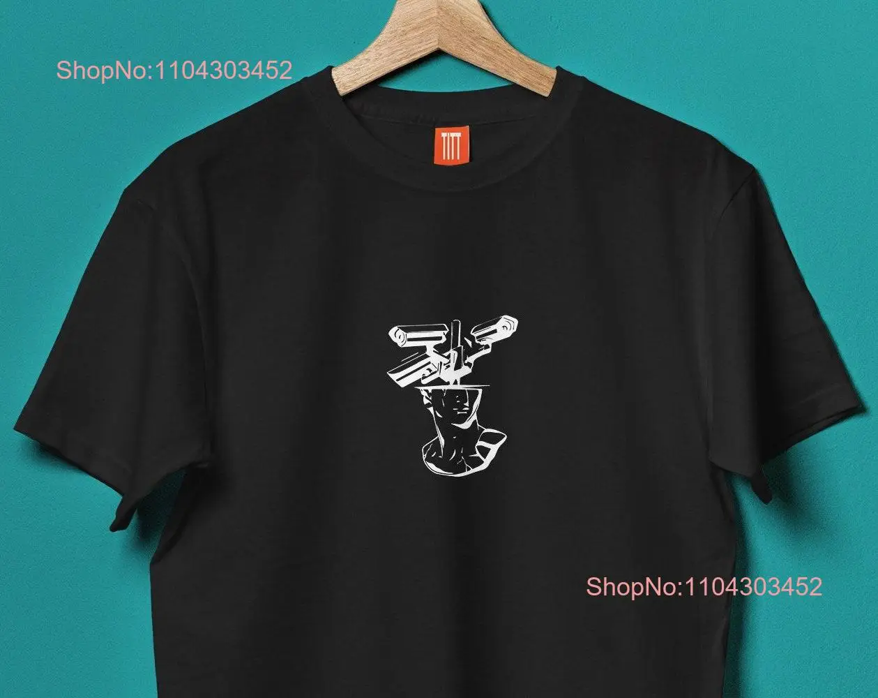 Dystopian Organic Cotton Black T shirt big brother tee surveillance notifications exposure wireless states logs