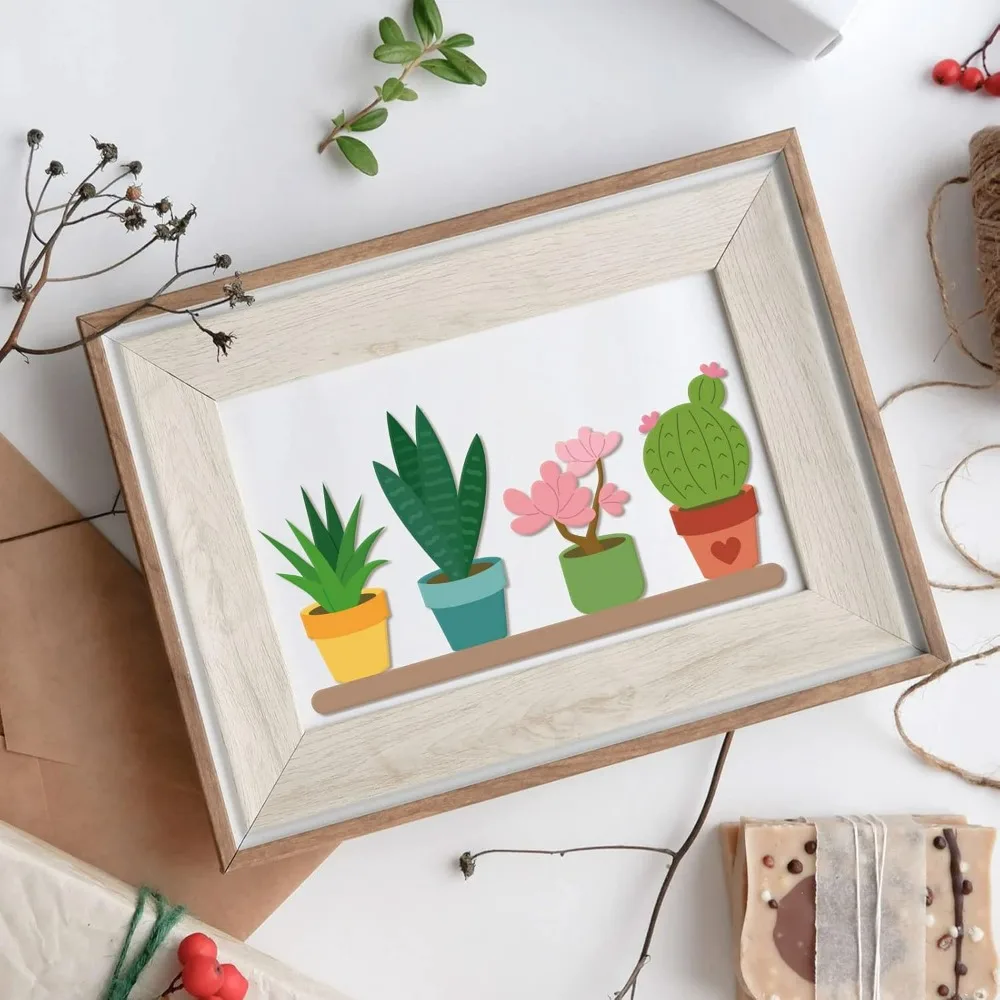 Potted Plants Die-Cuts Set Succulent Pot Cactus Cutting Dies for DIY Scrapbooking Festival Greeting Cards Diary Journal Making