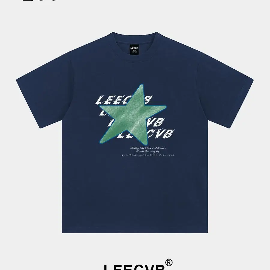Leecvb الرجال والنساء نفس الاتجاه فضفاض الرجال الأمريكية قصيرة الأكمام تي شيرت 2025 جديد الصيف القطن الطباعة