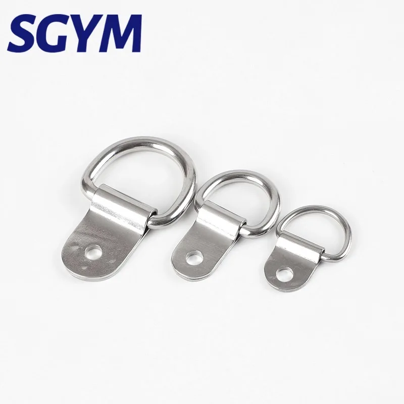 SGYM 6*30mm 304 Stainless Steel D Ring 1/4‘’  Hangers with Screws D Ring Hanging Single Hole Surface Mount Tie Down Anchors Hook