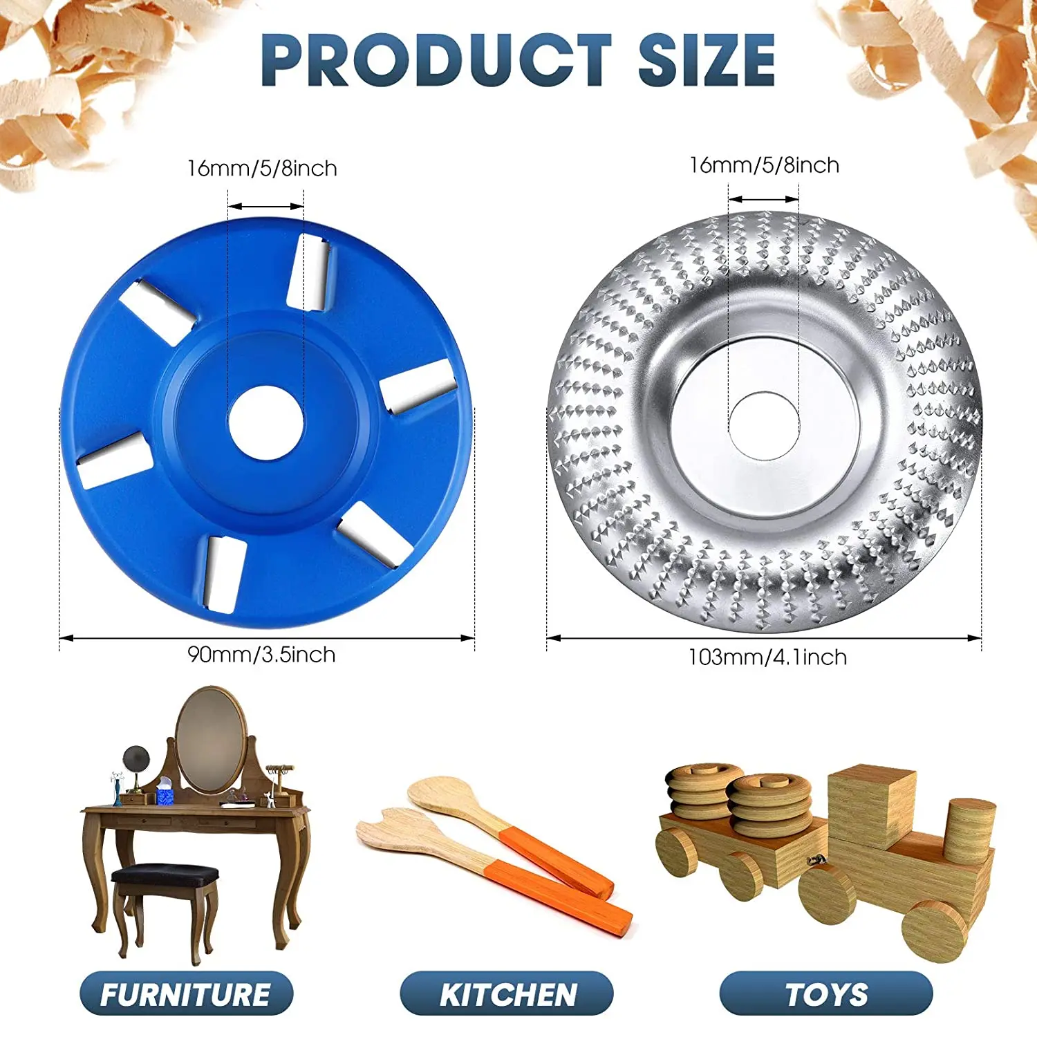 2pcs Woodworking 5/8 Inch Hole Angle Grinder Abrasive Disc 6 Teeth Turbo Carving Disc for Polishing Shaping Grinding Wheel Plate