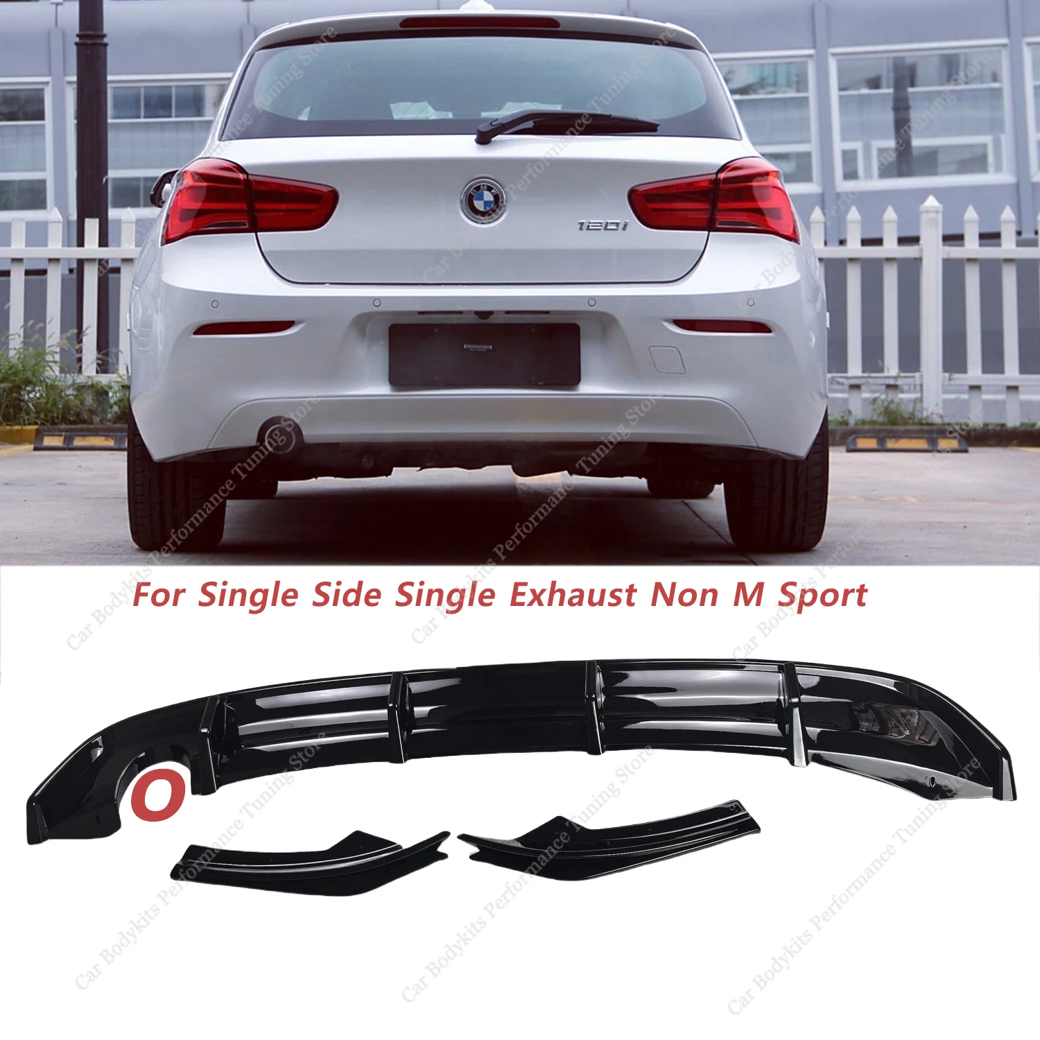 Glanzend Zwart Diffuser Achter Splitter Voor Bmw F20 116d 116i 118d 118i Non-M Sport 2015-2019 Lci Achterbumper Bodykits Tuning