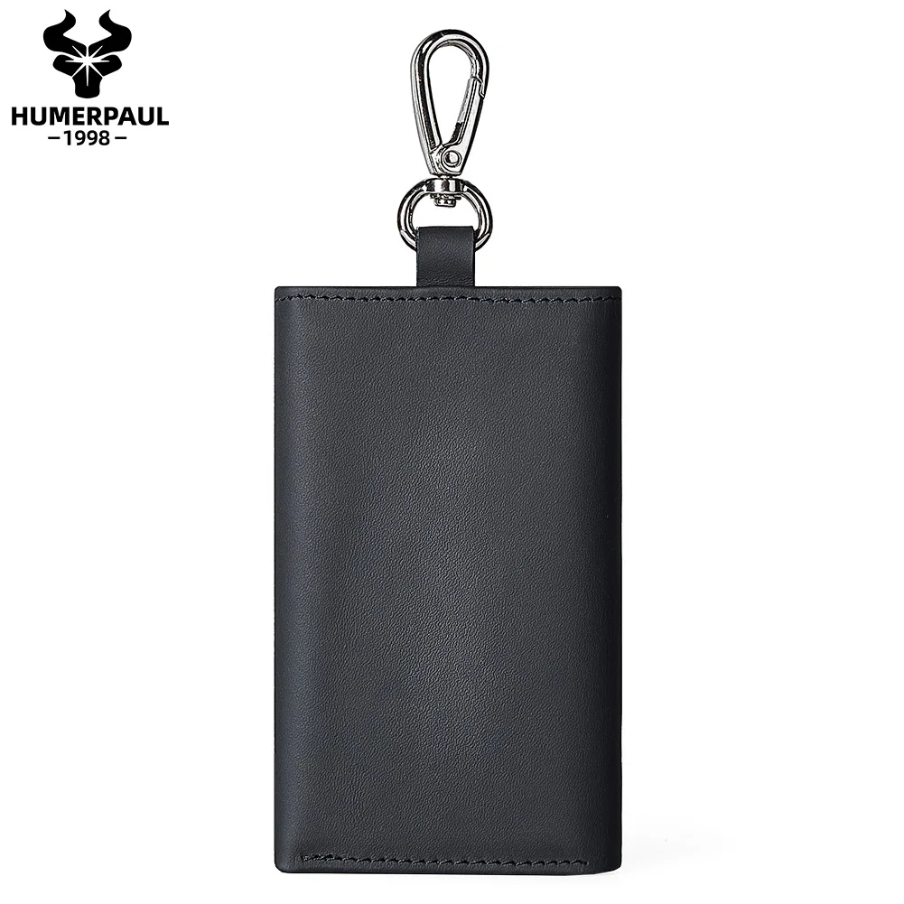 Men's keychain, multi-keychain, cowhide, easy to carry, mini bag, solid color
